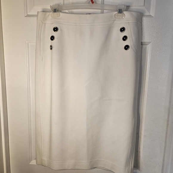 White House Black Market Dresses & Skirts - White House Black Market Classic White Buttoned Pencil Skirt